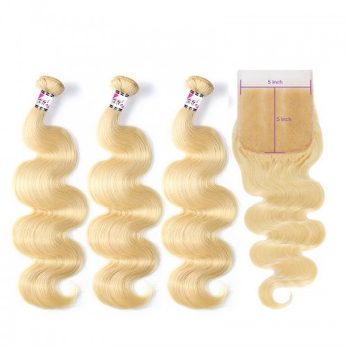 613 Virgin Hair Bundles Body Wave With 5x5 Lace Closures